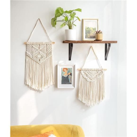 2 Pcs Macrame Wall Hanging Boho Wall Decor Home Chic Decoration Wall Pediments - Picture 4 of 7